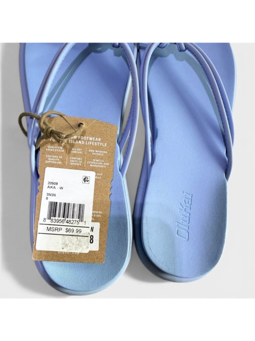 OluKai Aka Womens Thong Sandals Cloud Blue Water Friendly Size 8 New - Picture 10 of 11